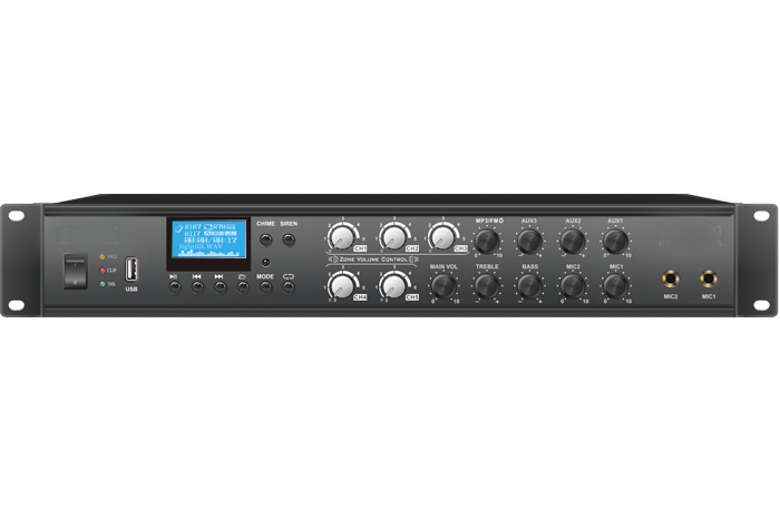 带MP3、调谐器、显示屏、五分区合并式功放